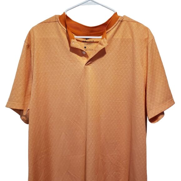Nike Dri-Fit Mens Size L Orange Standard Fit Short Sleeve Golf Polo Shirt - Picture 3 of 8